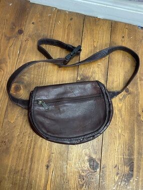 Leather belt bag dark brown